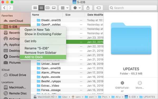 So fügen Sie dem Dock auf dem Mac einen Ordner aus Ihrer Finder-Seitenleiste hinzu