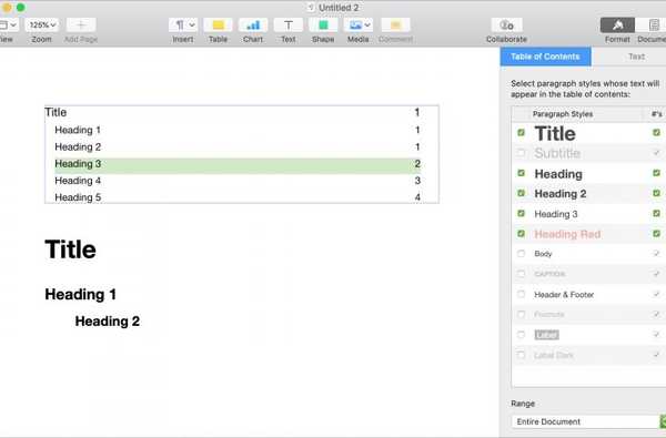 So erstellen Sie ein Inhaltsverzeichnis in Pages auf Mac