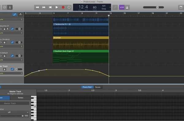 Hinzufügen und Ausblenden von Songs in GarageBand