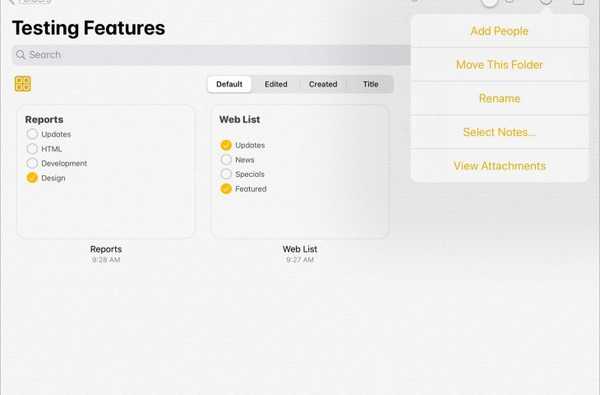 Verwendung von Galerieansicht, Checklisten und freigegebenen Ordnern in Notes auf iPadOS