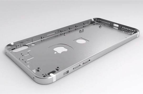 Model 3D dari casing iPhone 8 berdasarkan kemungkinan skema palsu menggambarkan Touch ID yang dipasang di belakang