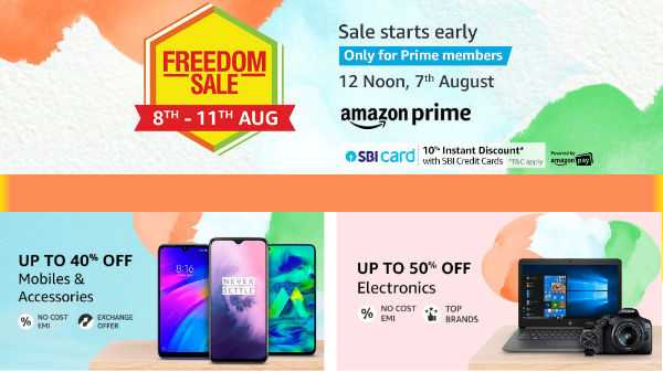 Amazon Freedom Sale 2019 Preview-aanbiedingen - tot 80% korting op mobiele telefoons, elektronica en andere producten