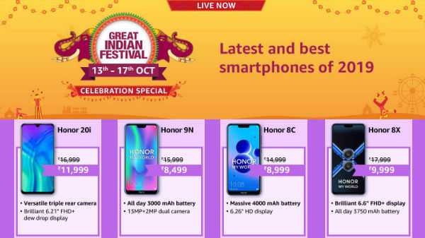 Amazon Great Indian Diwali Sale bietet Honor Smartphones On Discount