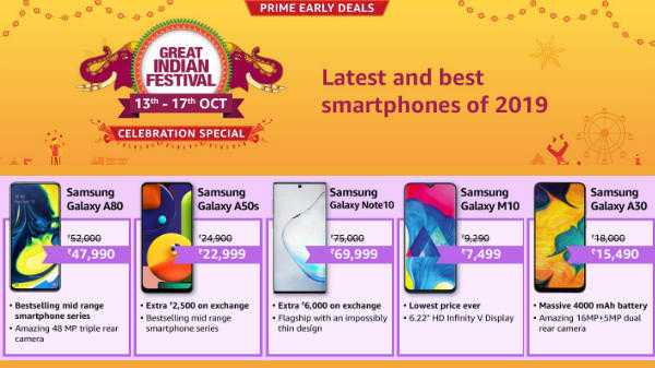 Venda do Amazon Great Indian Festival (13 a 17 de outubro) Melhores smartphones Samsung para comprar