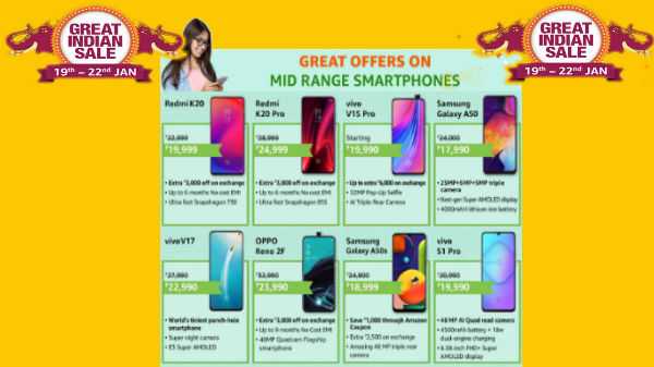 Amazon Grande venda indiana 2020 Última chance de comprar os melhores smartphones de gama média com descontos