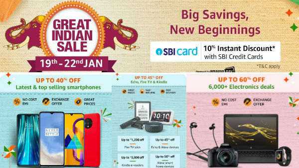 Amazon Great Indian Sale Offres sur l'électronique et d'autres produits pour la maison