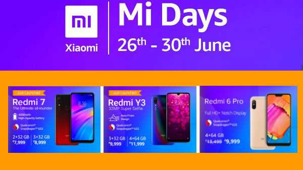 Amazon Mi Day Sale-erbjudanden - Köp Redmi 7, Redmi Y3, Redmi 6A och mer till rabatt