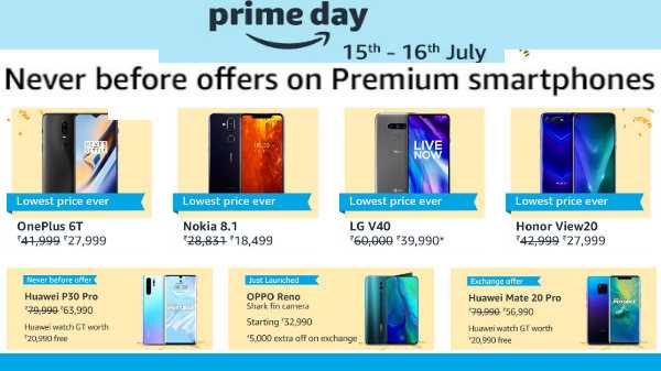 Offerte Amazon Prime Day su smartphone Premium Nokia 8.1, Samsung Galaxy S10, OnePlus 6T e altro