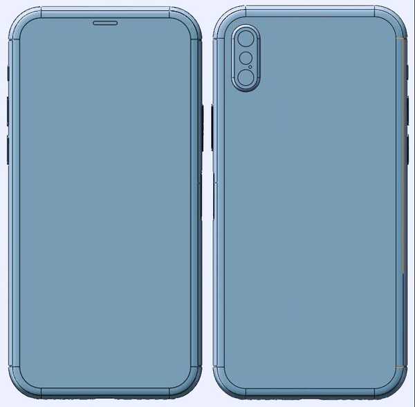 Otro dibujo del iPhone 8 afirma que muestra cámaras apiladas verticalmente y una cara de pantalla casi completa