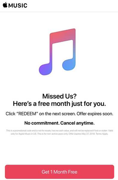 Apple Music offre un mois supplémentaire gratuit aux utilisateurs d'essai qui ne sont pas devenus des abonnés payants