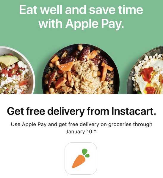 A promoção Apple Pay oferece entrega gratuita através do Instacart