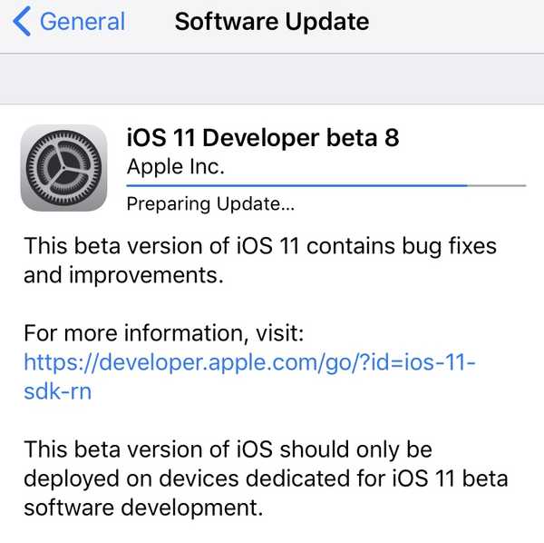 Apple slipper beta 8 av iOS 11, watchOS 4, macOS 10.13 og tvOS 11