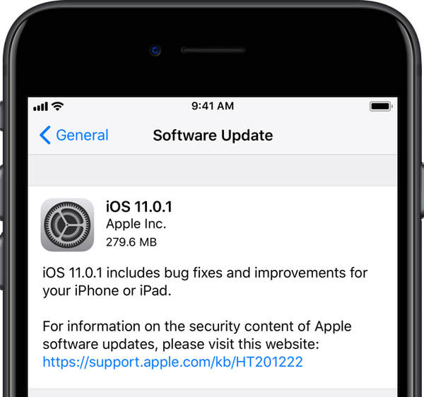 Apple brengt iOS 11.0.1 uit met bugfixes en niet-gespecificeerde verbeteringen voor iPhone en iPad
