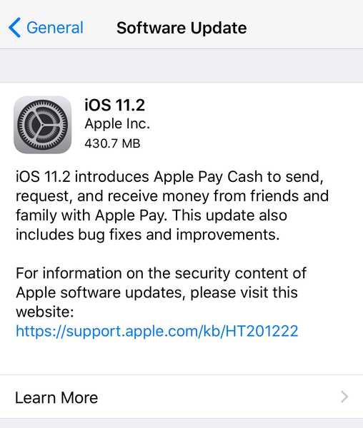 Apple lance iOS 11.2 avec Apple Pay Cash, une recharge sans fil plus rapide et une correction de bogue de date