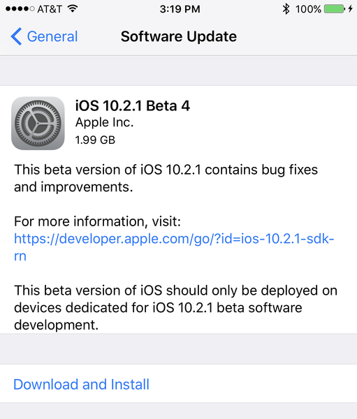 Apple semeia iOS 10.2.1 beta 4 para desenvolvedores e testadores públicos