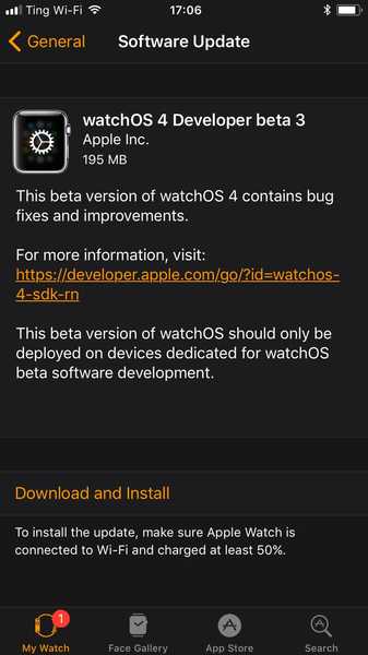 Apple benih watchOS 4 beta 3 untuk pengembang