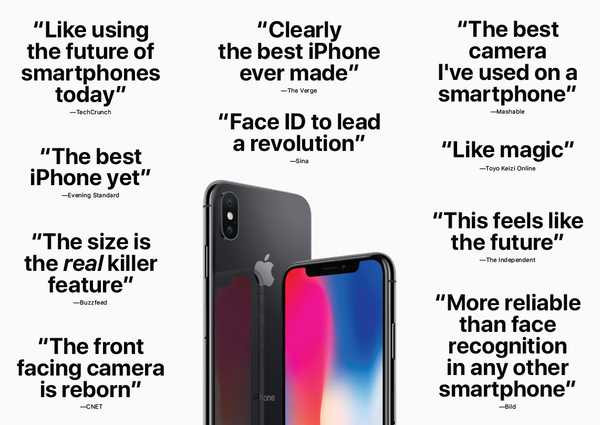 Apple membagikan kutipan yang dipilih sendiri dari ulasan awal iPhone X