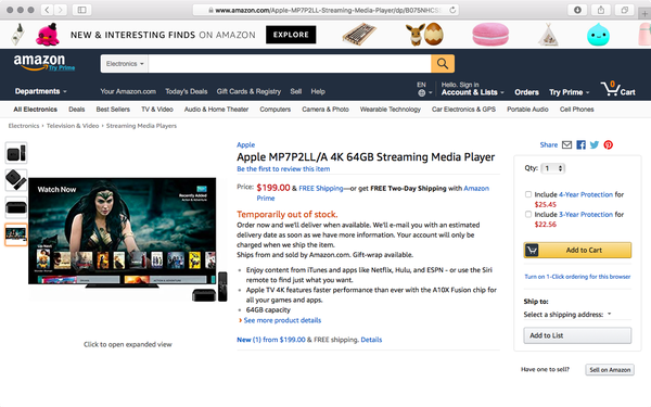 Listarea Apple TV 4K apare pe Amazon, ceea ce sugerează că aplicația Prime Video TVOS este iminentă