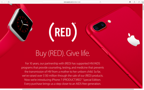 Apples (PRODUCT) RED-bidrag har toppat 130 miljoner dollar