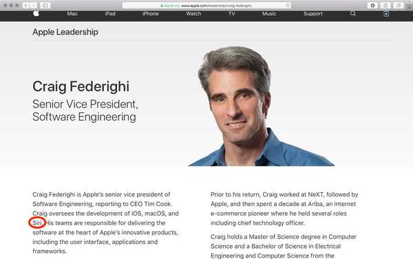 Apples programchef Chief Craig Federighi tar över Siri-utvecklingen från Eddy Cue