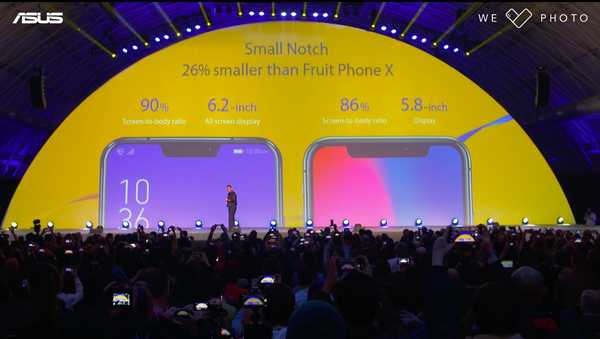 Il nuovo ZenFone 5 di Asus ha una tacca che vanta di essere il 26% più piccolo di il telefono della frutta