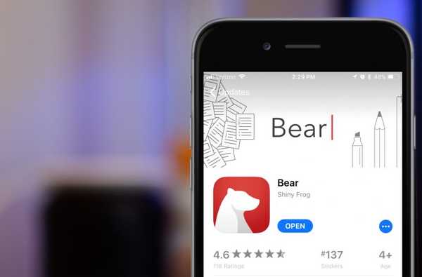 Bear recebe o aplicativo Apple Watch e o novo recurso Drop Bar na principal atualização 1.3