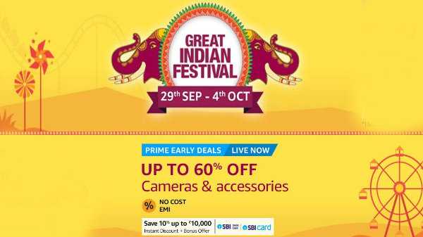 Descontos e ofertas de preços de câmeras e acessórios durante a Amazon Great Indian Festival Sale 2019