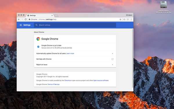 Chrome 60 care se derulează, aduce o comandă rapidă de navigare la Touch Bar