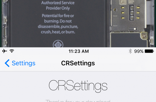 CRSettings lar deg bruke en bakgrunnsbilde på Reachability-visningen