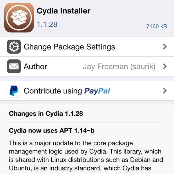 Cydia 1.1.28 quitte les achats bêta désormais activés sur iOS 10
