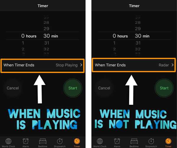 DynamicTimer configurează automat cronometrele iOS la „Stop Playing” atunci când se cântă muzică