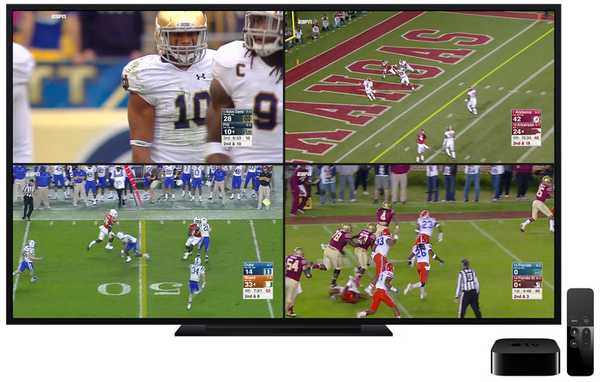 ESPN pour Apple TV bénéficie de la fonction de diffusion simultanée pour regarder simultanément 4 événements sportifs en direct