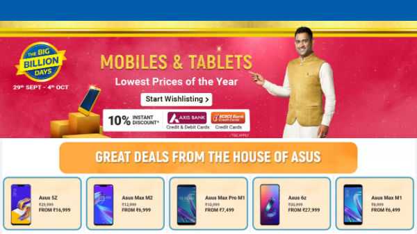 Flipkart Big Billion Days Sale 2019 Ofertas y descuentos en teléfonos inteligentes Asus