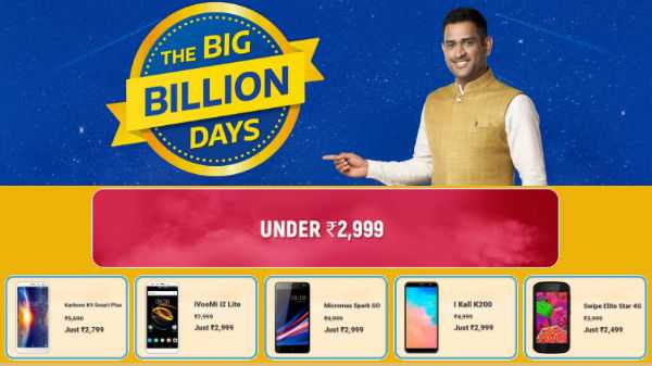 Flipkart Big Billion Days Sale ofrece Presupuestos Smartphones Android disponibles bajo Rs. 2,999