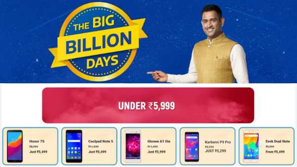 Flipkart Big Billion Days Uitverkoop Aanbiedingen Koop deze smartphones voor slechts Rs. 5999