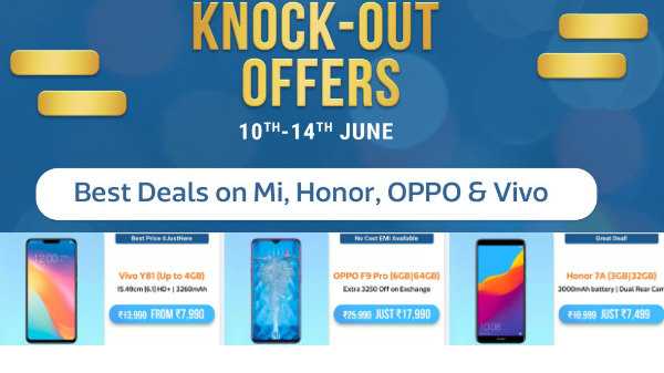 Flipkart knock-outaanbiedingen (10 tot 14 juni) - Honor 9i, Redmi Note 7S, Oppo K1, Poco F1 en meer