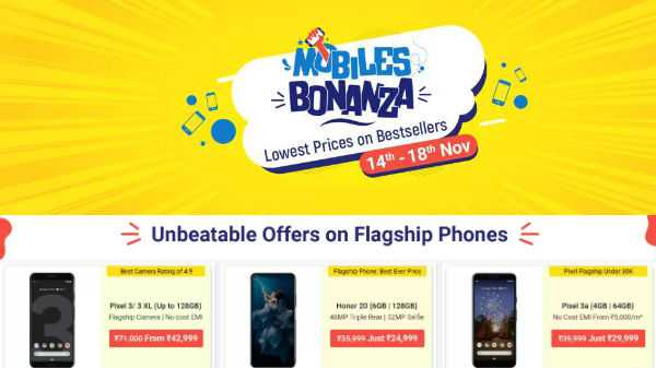 Flipkart Mobile Bonanza (14 tot 18 november) Kortingen op vlaggenschip-smartphones