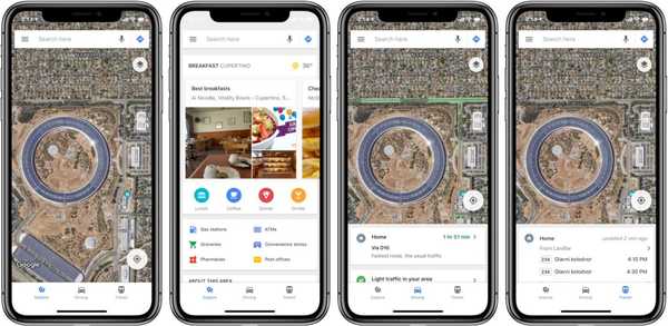 Google Maps voor iOS pakt de tabbladen Verkennen, Rijden en Transit op