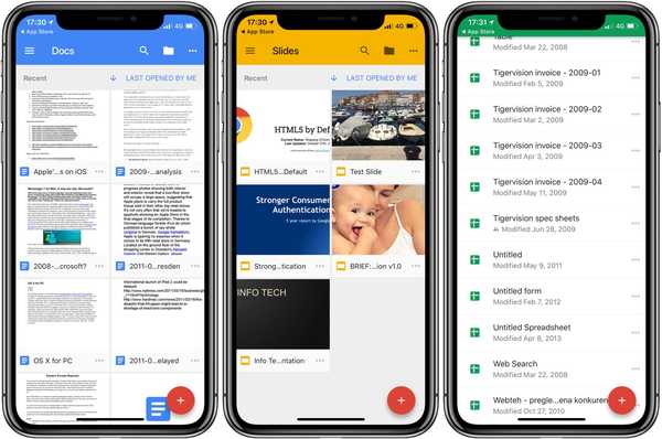 Google uppdaterar dokument, ark och bilder med iPhone X, iOS 11 & dra och släpp support