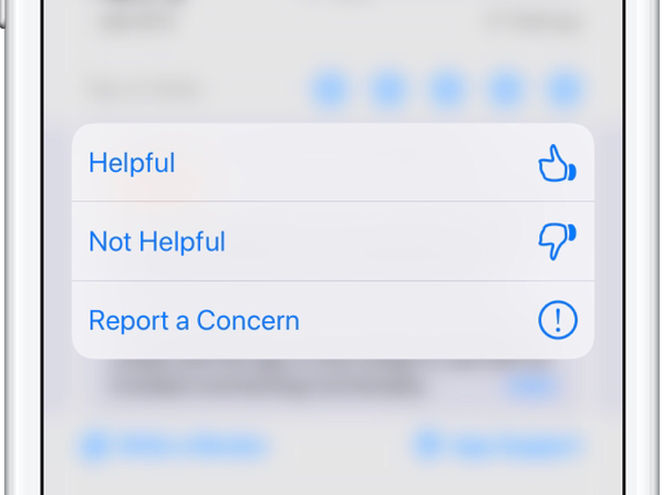 Hoe beoordelingen in de App Store aan te duiden als Nuttig of Niet nuttig
