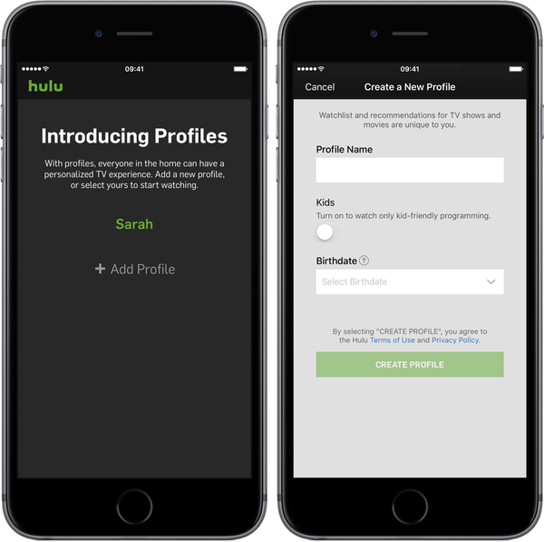 Hulu para iOS obtiene perfiles de usuario para cuentas de múltiples usuarios, visualización fuera de línea en proceso