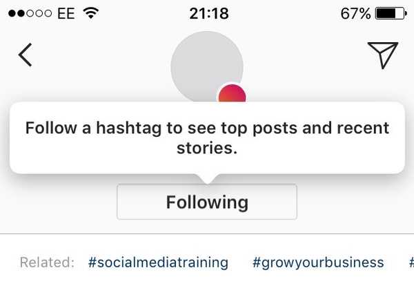 O Instagram está testando um novo recurso que permite seguir hasthtags