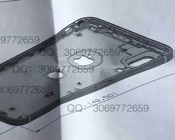Die Konstruktionszeichnung für das iPhone 8 (iPhone 7s?) zeigt vertikale Kameras und Touch ID auf der Rückseite