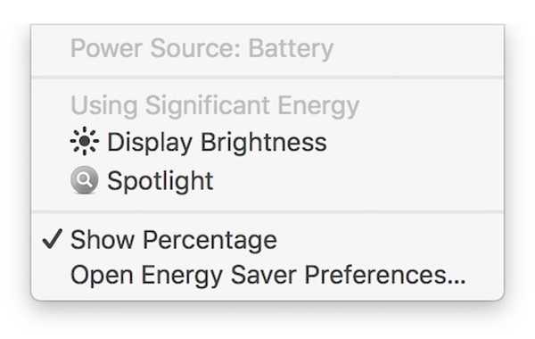 O mais recente macOS Sierra beta informa quando o monitor do seu Mac está usando energia significativa