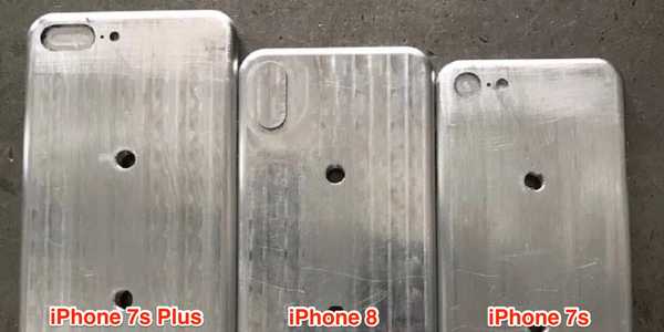 Les moules qui fuient offrent une comparaison de taille entre l'iPhone 8, l'iPhone 7s et l'iPhone 7s Plus