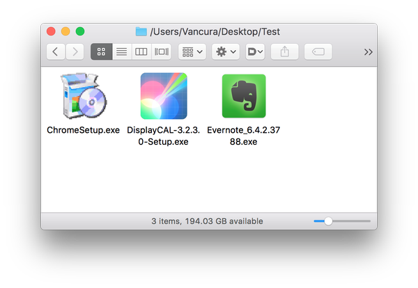 macOS 10.12.4 visar korrekt ikoner för körbara Windows-filer i Finder