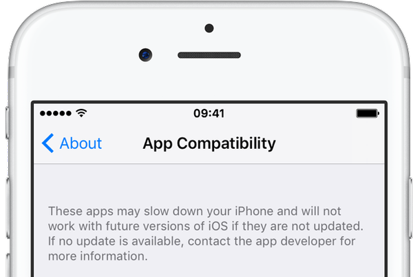 Novo na lista de nomes e vergonha do iOS 10.3 para aplicativos de 32 bits desatualizados