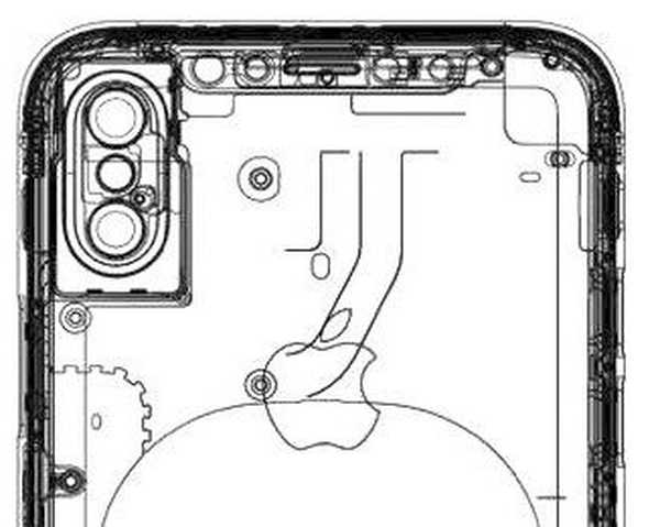 Neue schematische Hinweise für das iPhone 8 zum kabellosen Laden, vertikal gestapelten Kameras und ohne Touch-ID auf der Rückseite