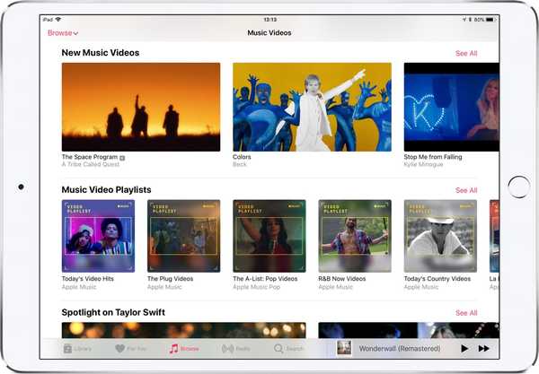 A seção Novos vídeos musicais está disponível no Apple Music antes do lançamento do iOS 11.3
