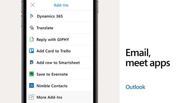 Outlook für iOS übernimmt die Integration von Drittanbietern mit Evernote, Trello, Giphy und mehr